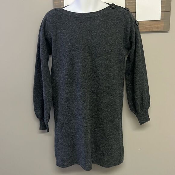 Madewell Heather Gray Merino Wool Pullover Sweater Dress w/ Button Accent-Medium - Picture 1 of 16